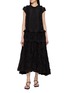ASSIGNMENTS Pleated Lace Ruffle Tiered Maxi Dress