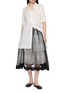 Figure View - Click To Enlarge - ASSIGNMENTS - Morning Mist Sheer Cotton Silk Midi Skirt