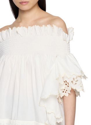  - ASSIGNMENTS - Off Shoulder Gathered Broderie Anglaise Top
