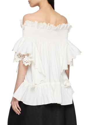 Back View - Click To Enlarge - ASSIGNMENTS - Off Shoulder Gathered Broderie Anglaise Top
