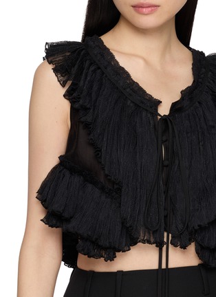  - ASSIGNMENTS - Ruffled Pleated Crop Top