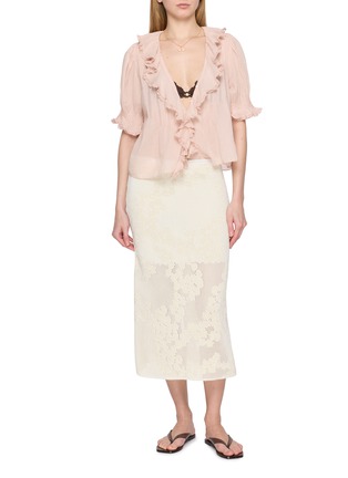 Figure View - Click To Enlarge - DÔEN - Ruffle Pintucked Organic Cotton Top