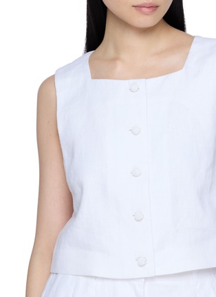  - POSSE - Sleeveless Button Front Linen Top