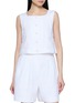 POSSE Sleeveless Button Front Linen Top