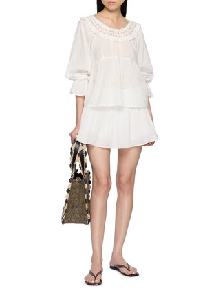 Figure View - Click To Enlarge - POSSE - Side Side Lace Panelled Cotton Mini Skirt