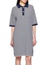 JEFF BRUSSELS Striped Polo Collar Cotton Knit Dress