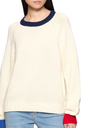  - JEFF BRUSSELS - Tricolour Contrast Trim Cotton Knit Sweater