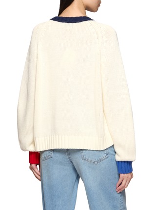 Back View - Click To Enlarge - JEFF BRUSSELS - Tricolour Contrast Trim Cotton Knit Sweater