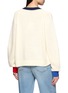 Back View - Click To Enlarge - JEFF BRUSSELS - Tricolour Contrast Trim Cotton Knit Sweater