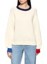 JEFF BRUSSELS Tricolour Contrast Trim Cotton Knit Sweater