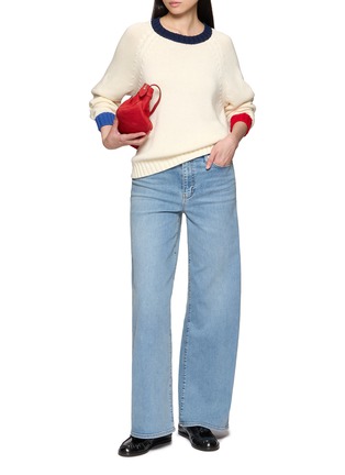 Figure View - Click To Enlarge - JEFF BRUSSELS - Tricolour Contrast Trim Cotton Knit Sweater