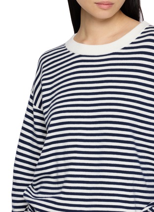  - JEFF BRUSSELS - Long Sleeve Drawstring Hem Stripe Top