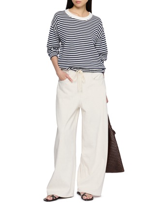 Figure View - Click To Enlarge - JEFF BRUSSELS - Long Sleeve Drawstring Hem Stripe Top