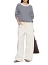 Figure View - Click To Enlarge - JEFF BRUSSELS - Long Sleeve Drawstring Hem Stripe Top