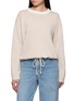 JEFF BRUSSELS Drawstring Hem Striped Cotton Knit Sweater