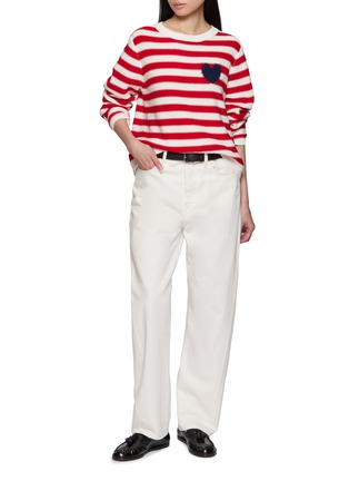 Figure View - Click To Enlarge - JEFF BRUSSELS - Heart Motif Striped Knit Sweater