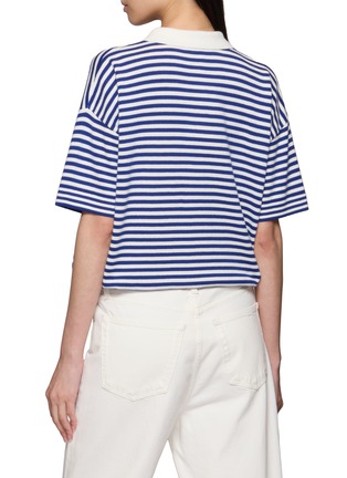 Back View - Click To Enlarge - JEFF BRUSSELS - Short Sleeve Striped Polo Knit Top