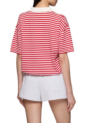 Back View - Click To Enlarge - JEFF BRUSSELS - Short Sleeve Striped Polo Knit Top