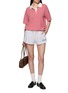 Figure View - Click To Enlarge - JEFF BRUSSELS - Short Sleeve Striped Polo Knit Top
