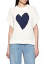 JEFF BRUSSELS Cap Sleeve Heart Motif Knit Top