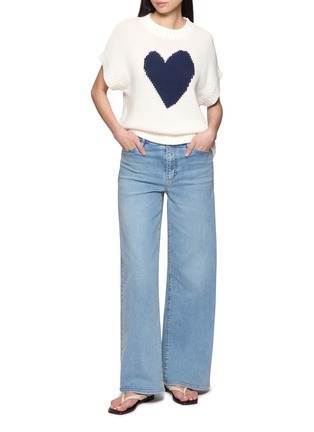 Figure View - Click To Enlarge - JEFF BRUSSELS - Cap Sleeve Heart Motif Knit Top