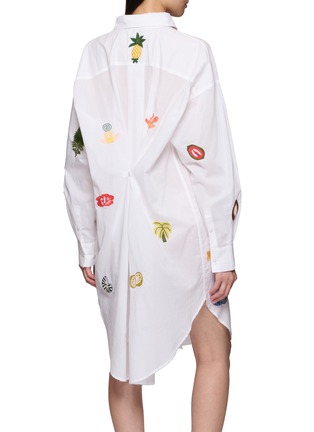 Back View - Click To Enlarge - BENARAS - Palm Beach Embroidered Motif Shirt Dress
