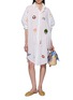 Figure View - Click To Enlarge - BENARAS - Palm Beach Embroidered Motif Shirt Dress