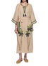 BENARAS Veronica Palm Embroidered Tie Neck Dress