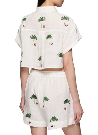 Back View - Click To Enlarge - BENARAS - Bondi Palm Embroidered Cropped Shirt