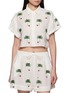 BENARAS Bondi Palm Embroidered Cropped Shirt