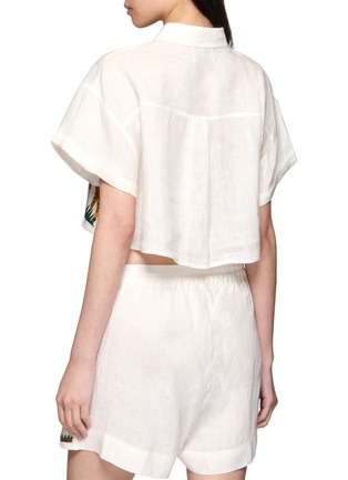 Back View - Click To Enlarge - BENARAS - Bondi Giraffe Embroidered Cropped Shirt