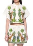 BENARAS Bondi Giraffe Embroidered Cropped Shirt