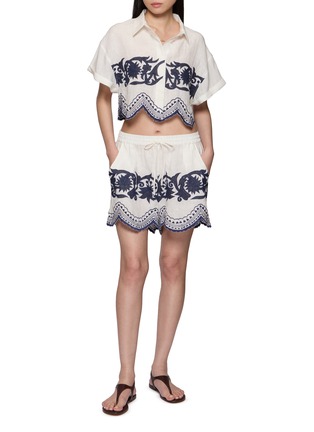 Figure View - Click To Enlarge - BENARAS - Bondi Appliqué Paisley Cropped Shirt