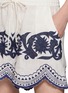  - BENARAS - Paisley Appliqué Scalloped Hem Mini Shorts