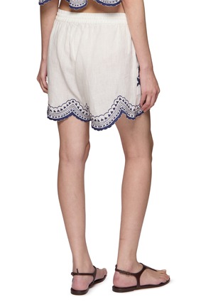 Back View - Click To Enlarge - BENARAS - Paisley Appliqué Scalloped Hem Mini Shorts