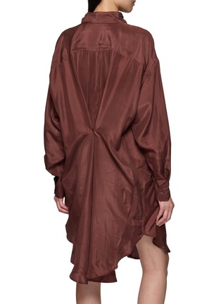 Back View - Click To Enlarge - BENARAS - Relaxed Drape Embroidered Beach Silk Shirt Dress