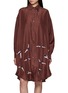 BENARAS Relaxed Drape Embroidered Beach Silk Shirt Dress