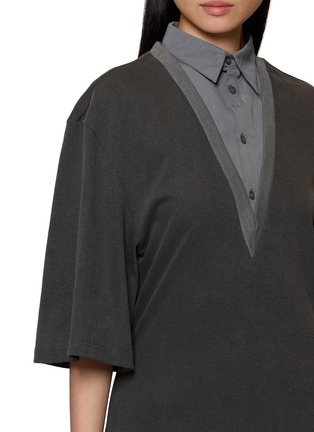  - BONBOM - Layered Shirt V Neck Mini Dress
