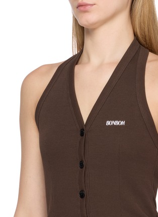  - BONBOM - Halter Neck Ribbed Knit Vest Cardigan
