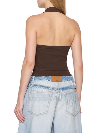 Back View - Click To Enlarge - BONBOM - Halter Neck Ribbed Knit Vest Cardigan