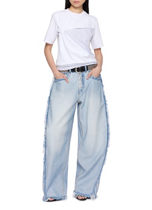 Figure View - Click To Enlarge - BONBOM - Asymmetrical Wrap Twotone Panel T-Shirt