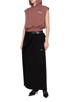 Figure View - Click To Enlarge - BONBOM - Asymmetric Draped Cotton Long Skirt