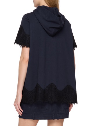 Back View - Click To Enlarge - BONBOM - Lace Trimmed Half Sleeve Hoodie