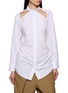 BONBOM Cut Out Twist Neck Shirt