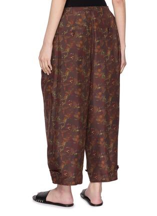 Back View - Click To Enlarge - FAFAMOON - Floral Print Ankle Tie Cropped Silk Pants