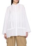 FAFAMOON Windsor Collar Embroidered Panel Cotton Shirt