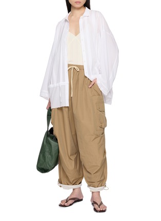 Figure View - Click To Enlarge - FAFAMOON - Windsor Collar Embroidered Panel Cotton Shirt