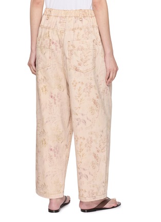 Back View - Click To Enlarge - FAFAMOON - Botanical Print Straight Leg Cotton Jeans