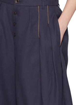  - FAFAMOON - Stitch Detail Linen Cotton Cropped Pants