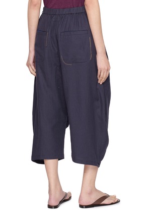 Back View - Click To Enlarge - FAFAMOON - Stitch Detail Linen Cotton Cropped Pants